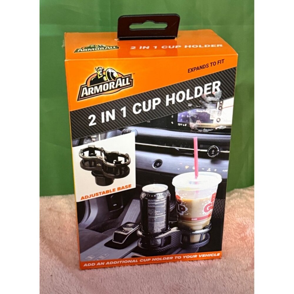 NEW Armor All 2-in-1 Cup Holder – Adjustable Base